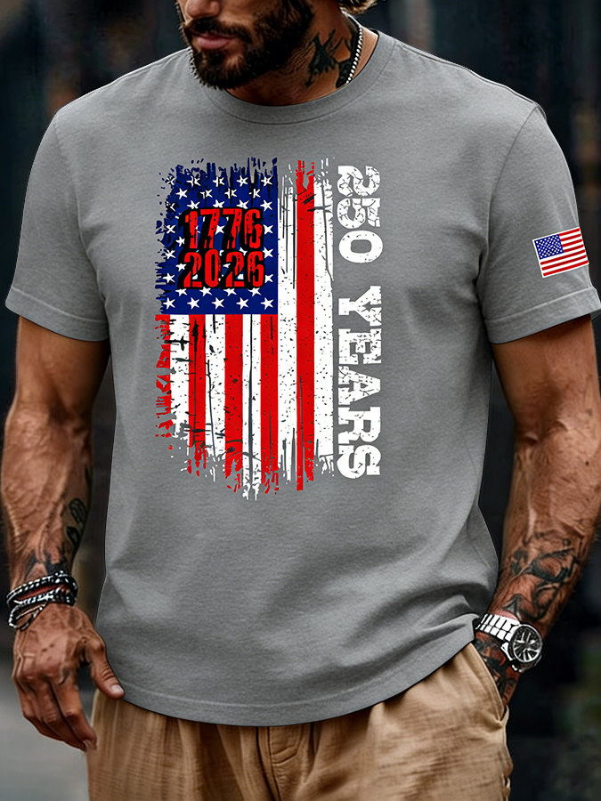 Men's 1776-2026 250 Years Distressed American Flag T-Shirt