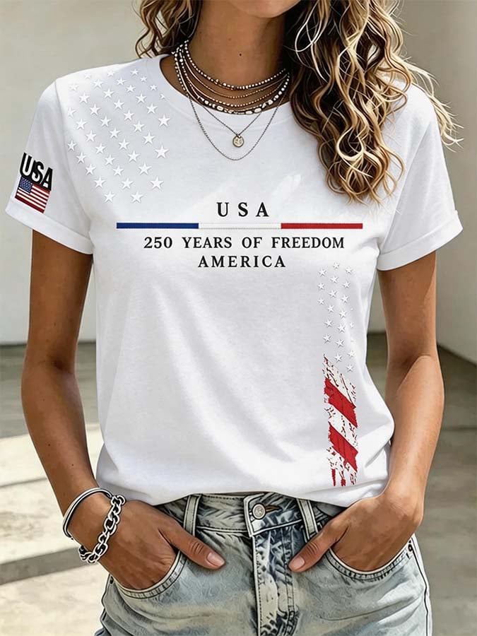 Women'S Casual Independence Day Printed Top