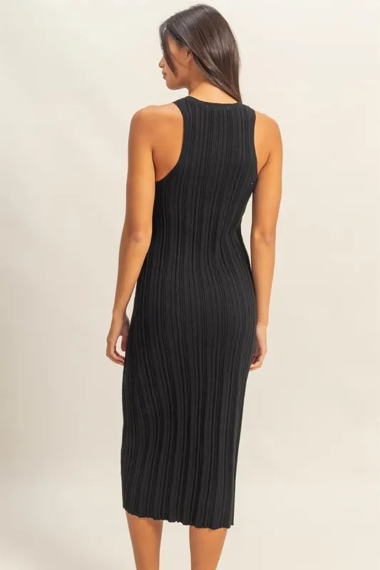 Round Neck Bodycon Ribbed Knit Dress