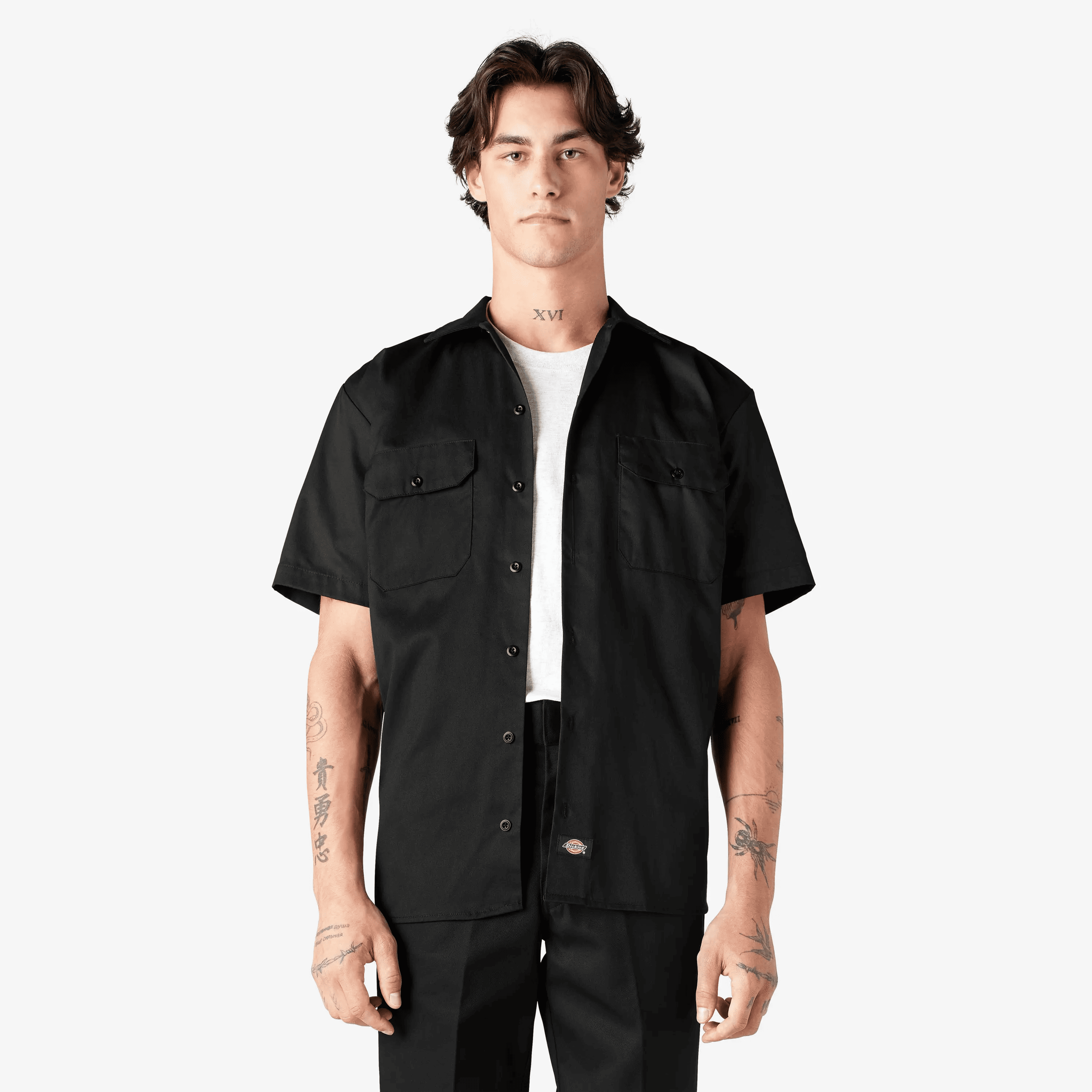 Short Sleeve Work Shirt, Classic Fit Work Wear, Fitted Style, Collared Neck, Secure Chest Pockets