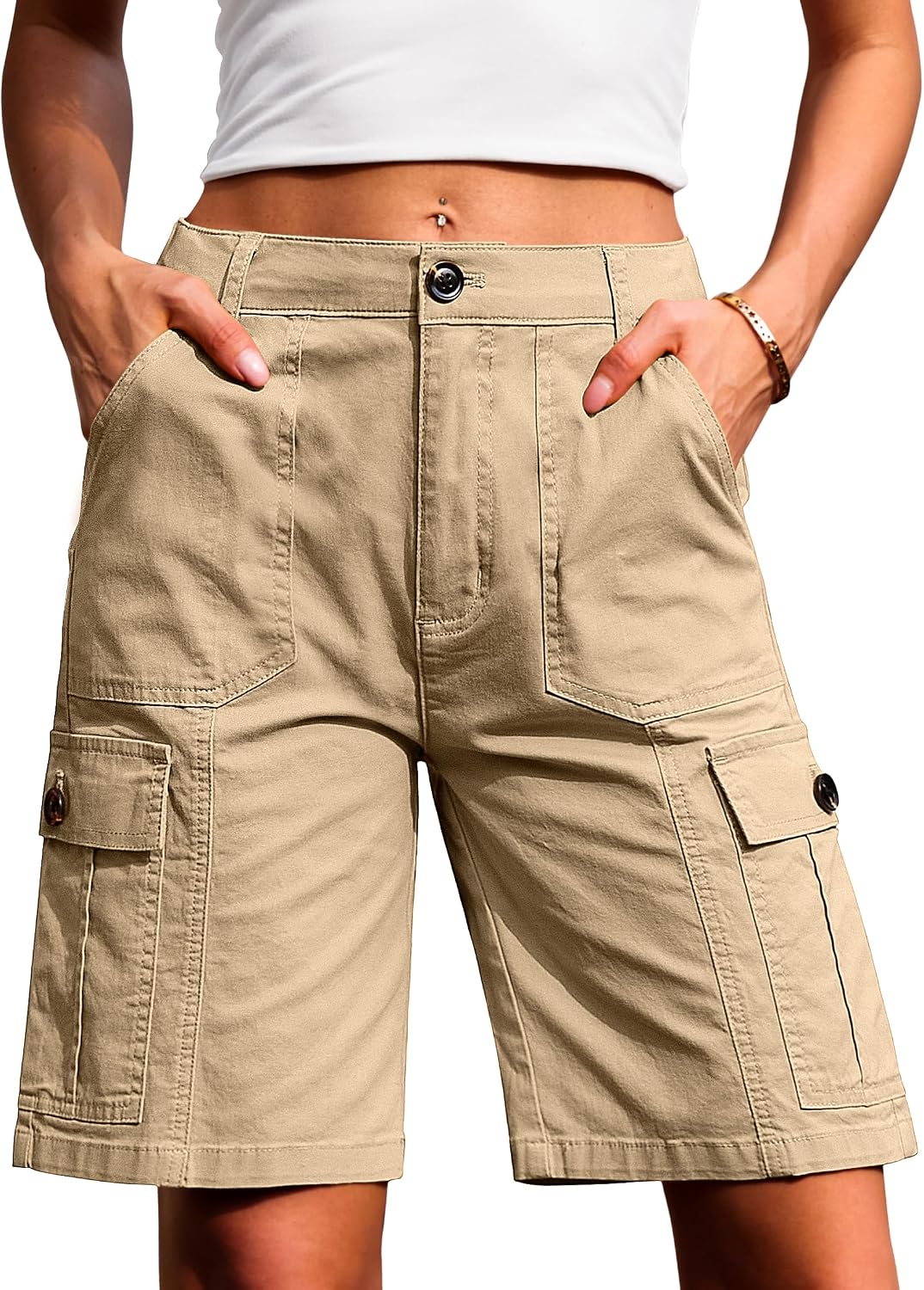 Eddoyee Women's Bermuda Cargo Shorts