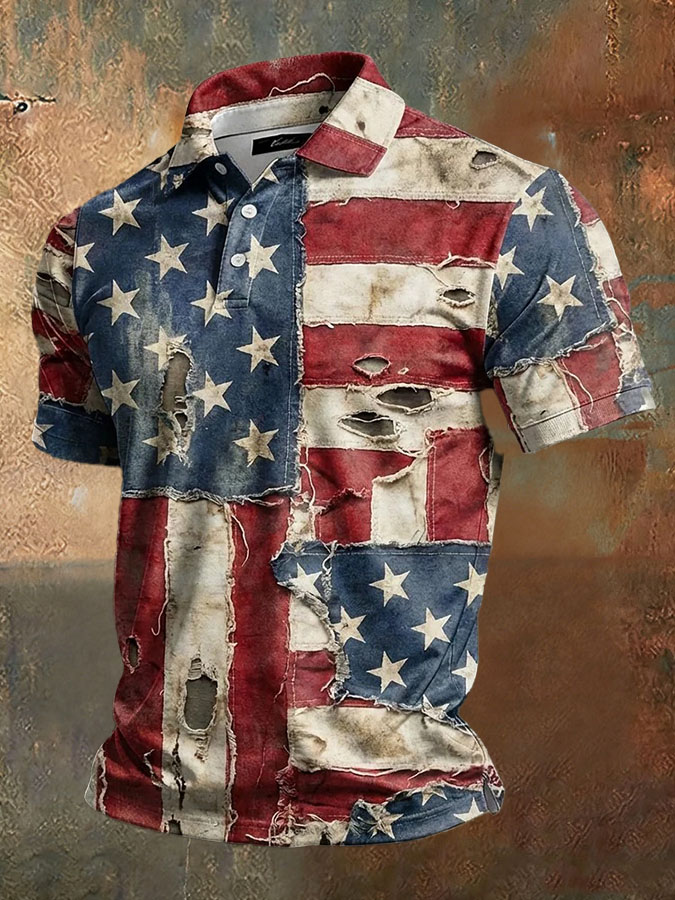 Men'S Retro American Patriots Independence Day 250Th Anniversary Polo Neck Short Sleeve