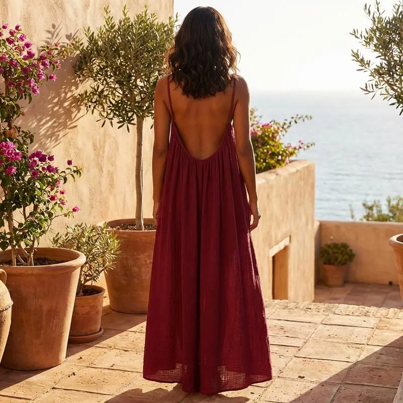 💥DON'T MISS OUT!⏰Women's Solid Cami Dress - Sleeveless Long Lounge & Sleepwear🔥Final Day Clearance!🛒