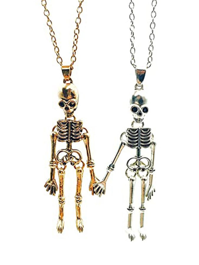 Halloween Human Skeleton Skeleton Ghost Hand Holding Pendant Couple Necklace