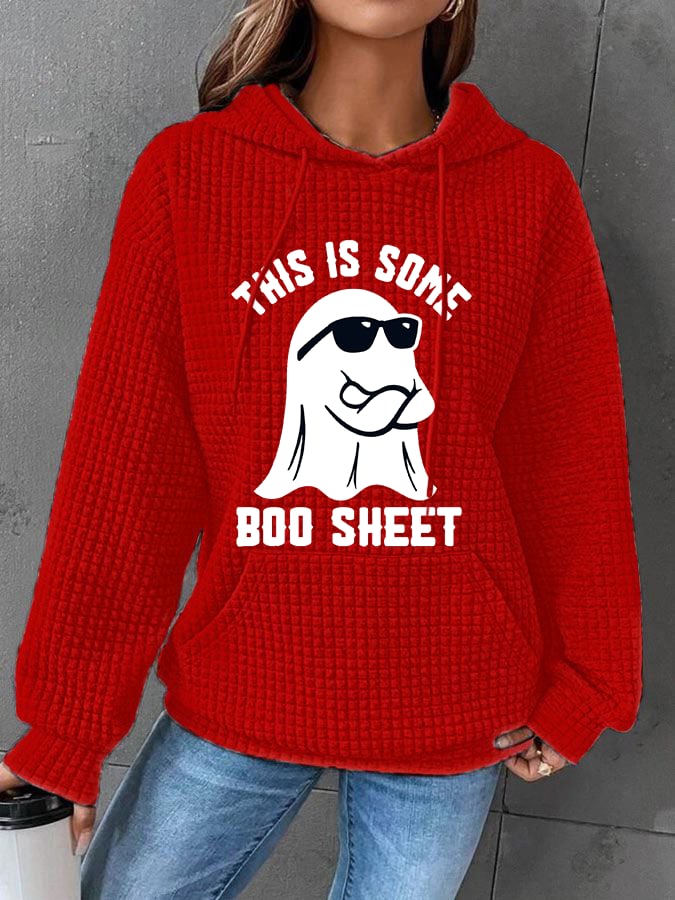 Women's Halloween This Is Some Boo Sheet Waffle Hoodie