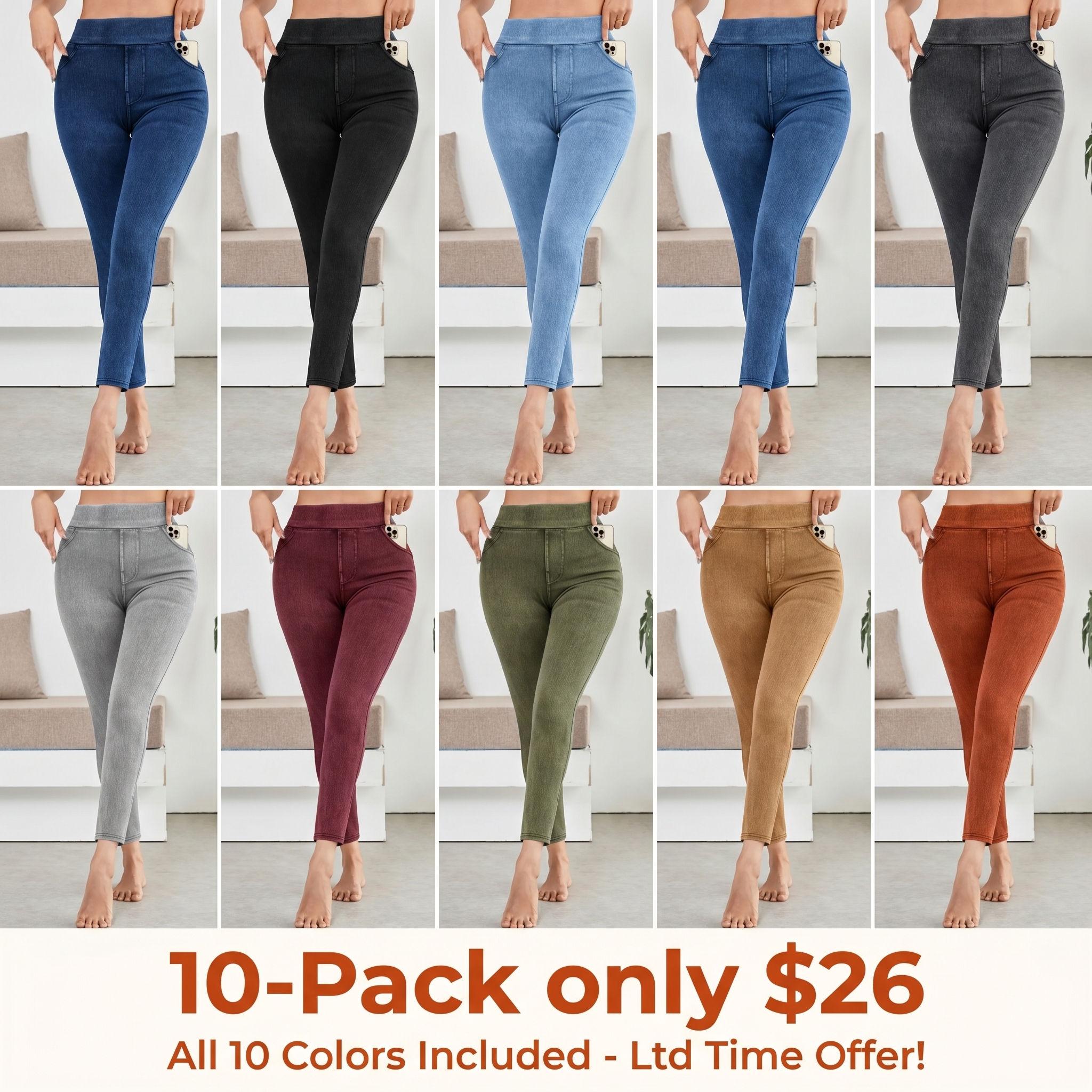 Women's High-Waisted Soft Stretch Cropped Pants with Pockets