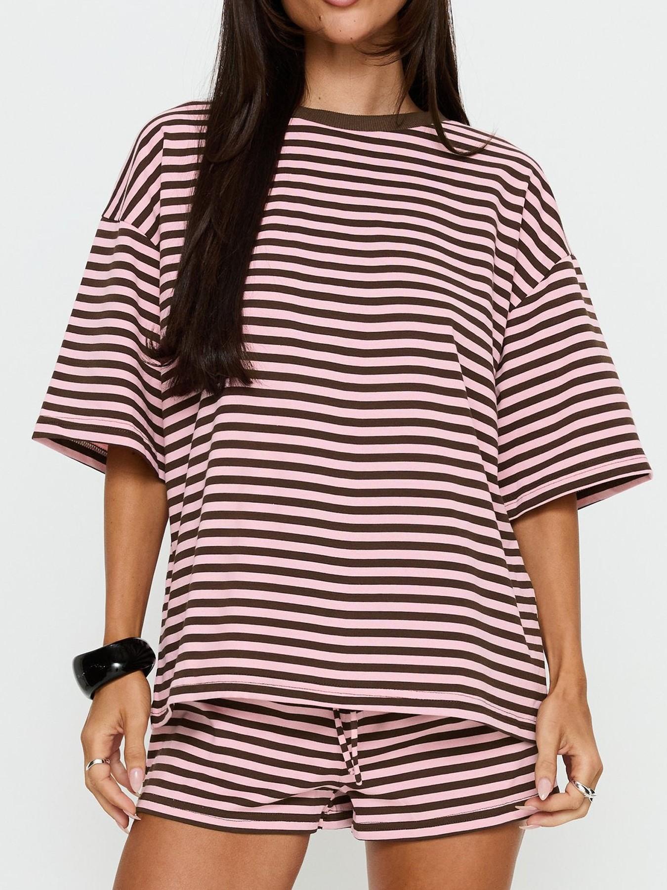 Women's striped print two-piece set