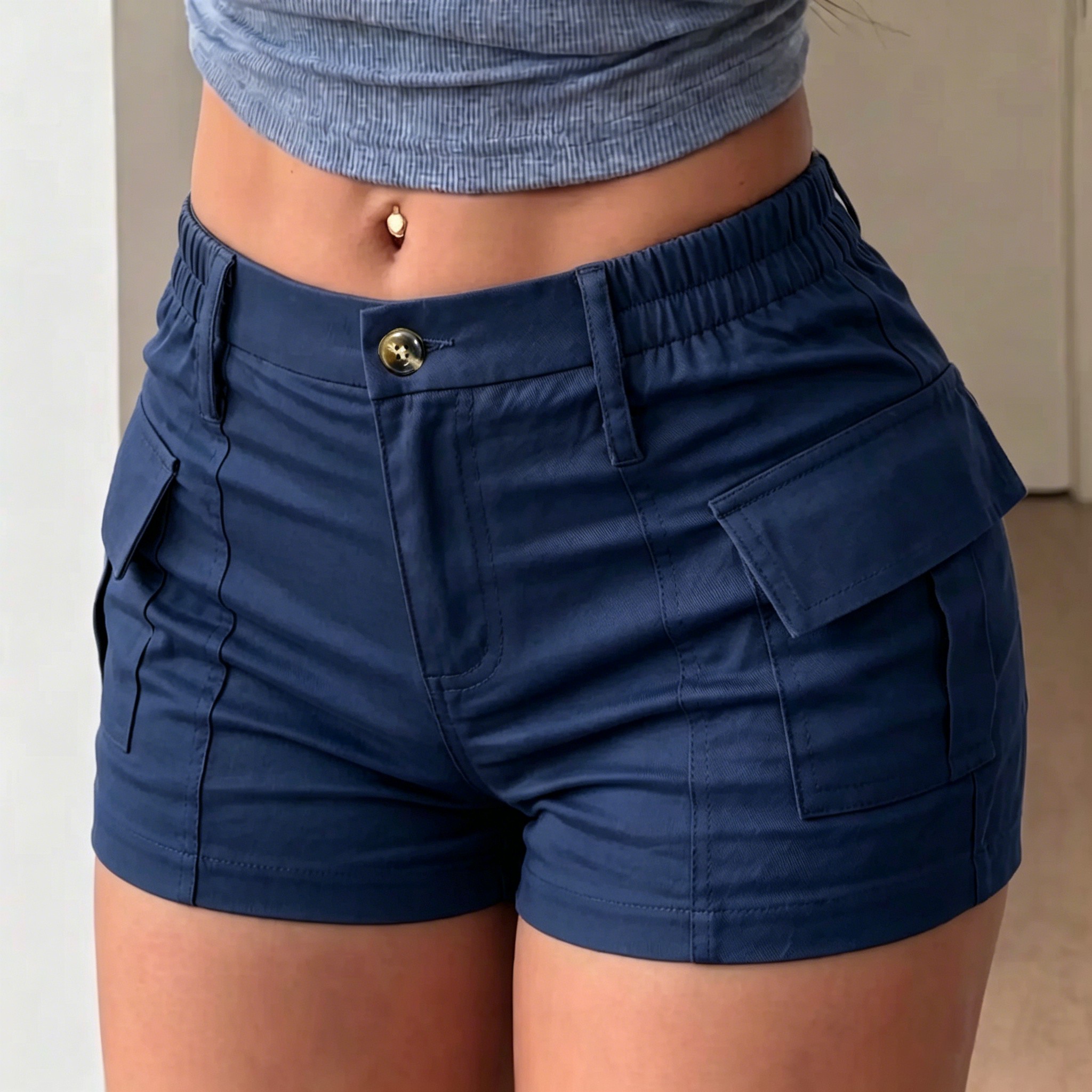 Women's Vintage Cargo Shorts with Pockets