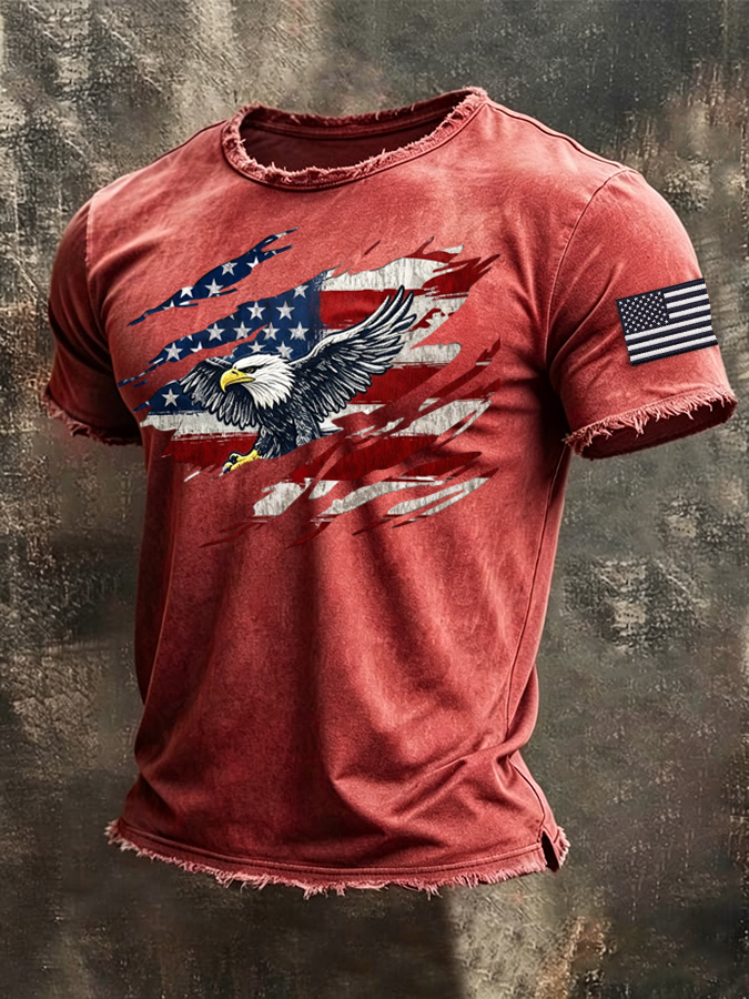 Men's American Flag Printed Casual T-shirt
