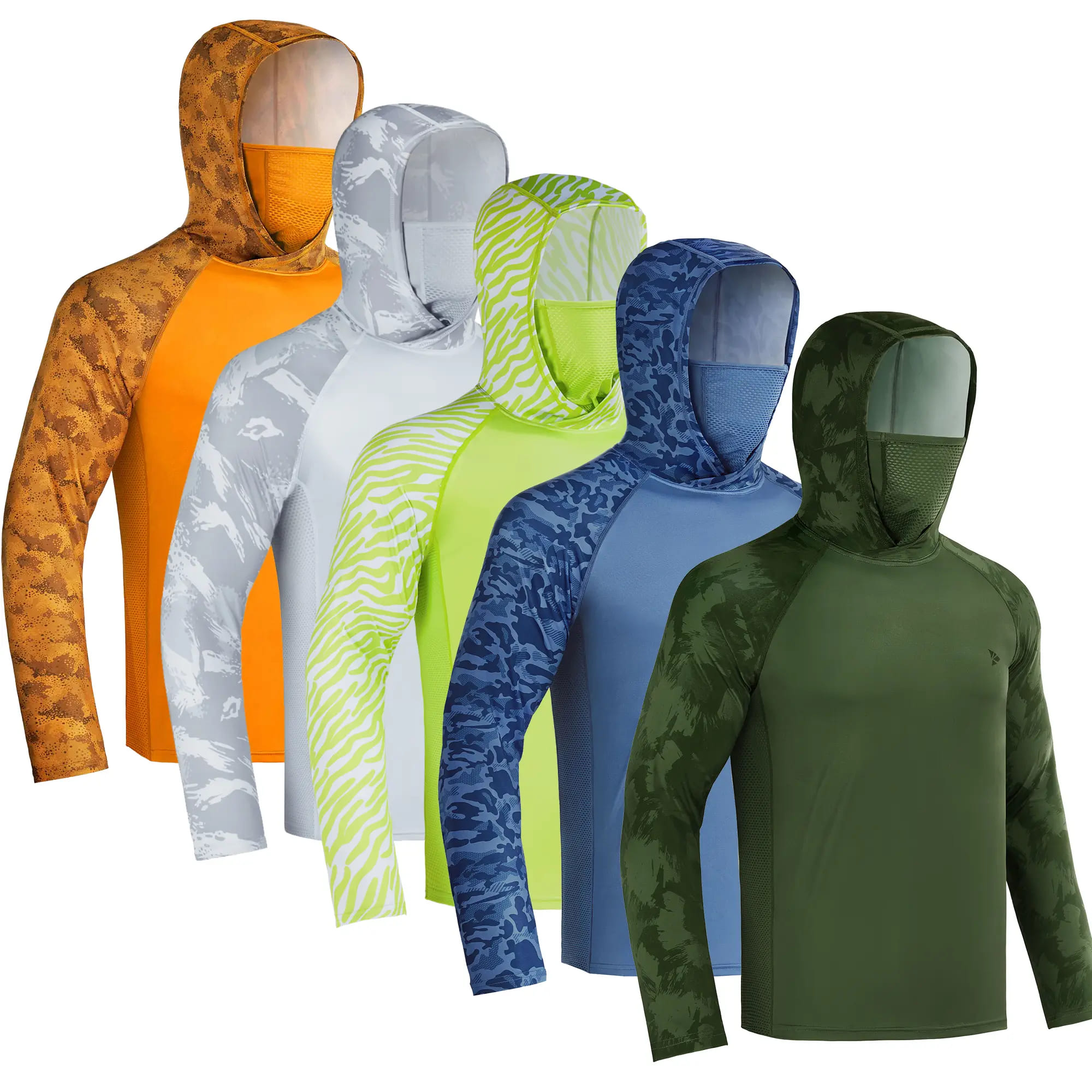 Men's Sun Protection Hoodie (with Face Mask/Neck Gaiter) — UPF 50+ UV Protection, Long Sleeve, Lightweight, Quick-Drying, Moisture-Wicking, Breathable & Cooling
