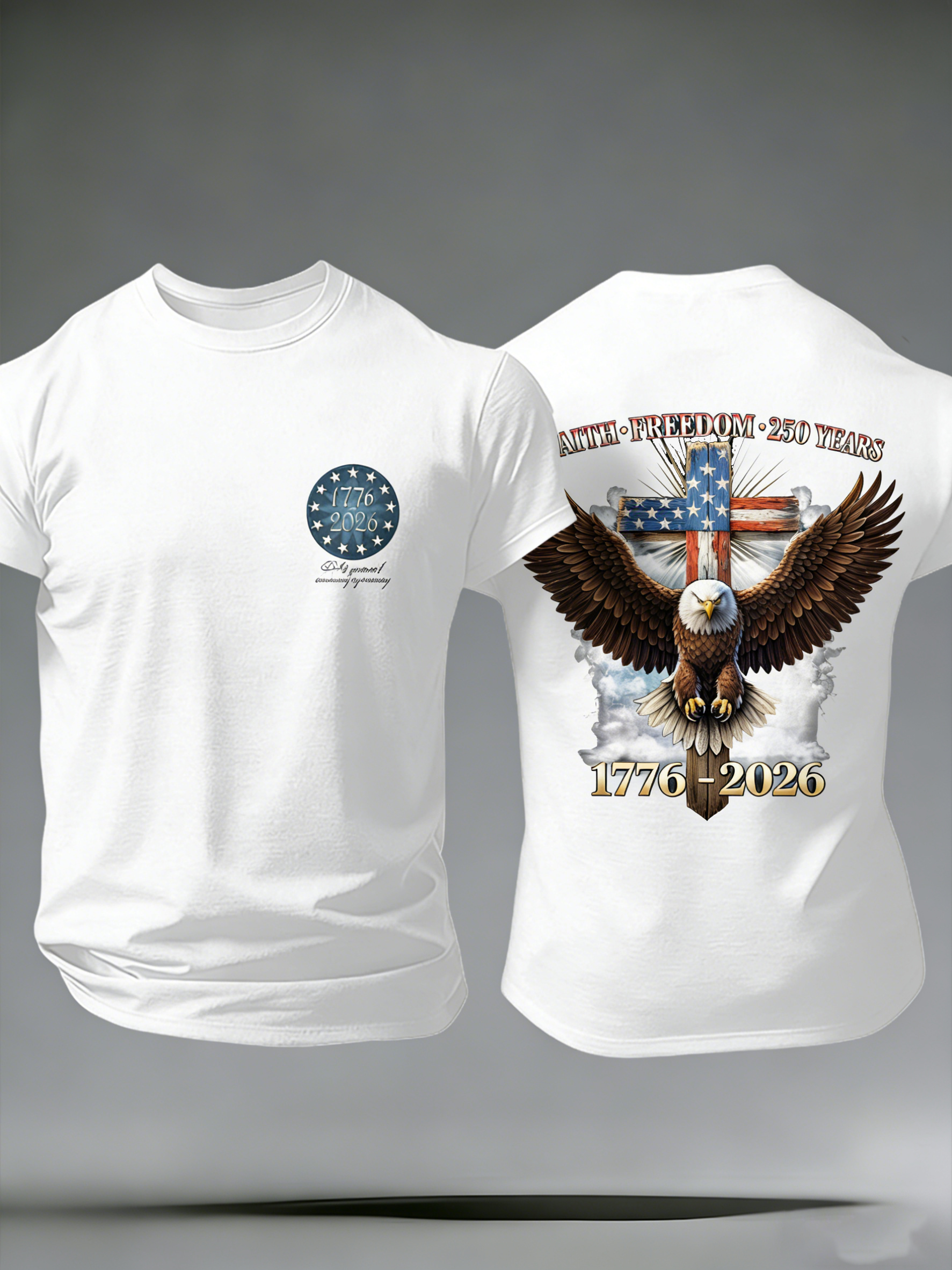 Men'S Casual American Founding Celebration Personalized Printed Round Neck T-Shirt