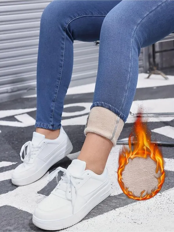 Women's High Elasticity Fleece Lined Thick Denim Jeans
