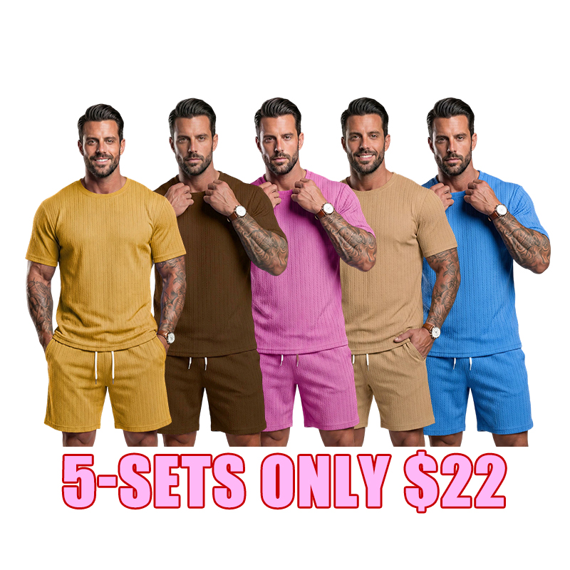 🌴 Men's Textured 2-Piece Summer Lounge Set