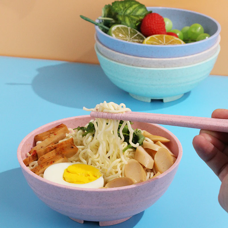4PC Ribbed Wheat Straw Bowls