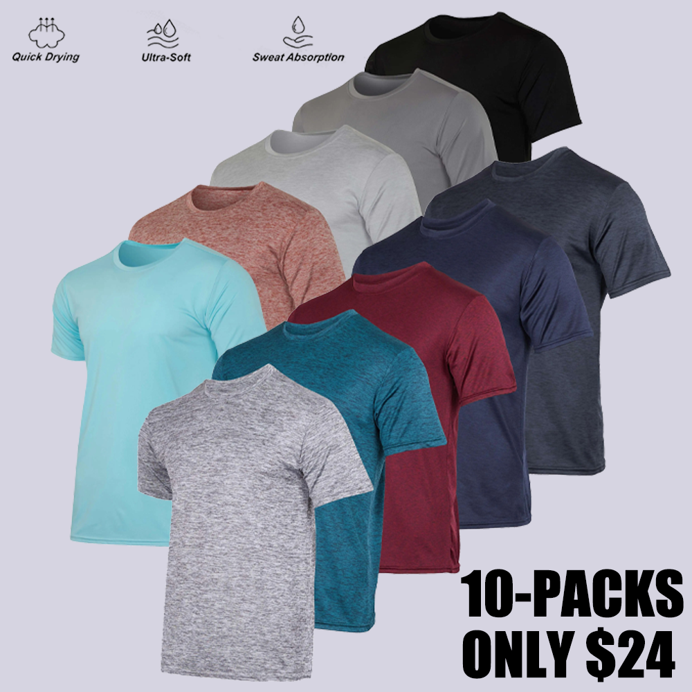 Men's Short Sleeve Dry Fit Active Crew Neck T Shirt