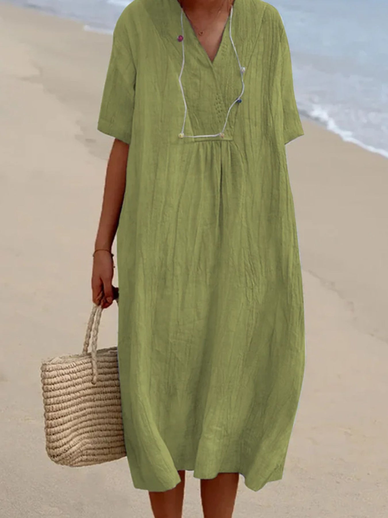 Casual Loose Short Sleeve Midi Dress