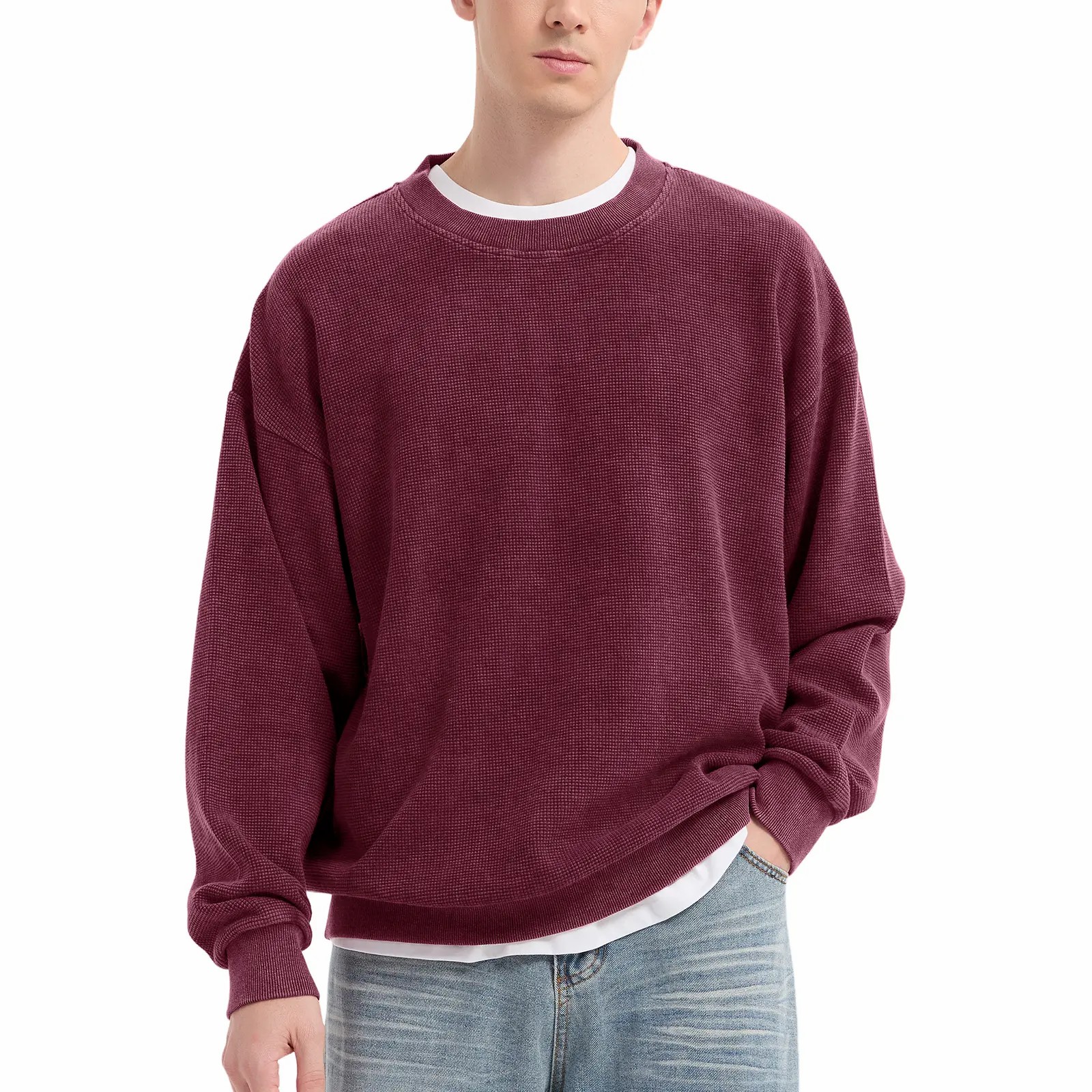 Unisex Acid Wash Oversized Sweatshirt – Loose Fit Cotton Vintage Crew Neck Pullover