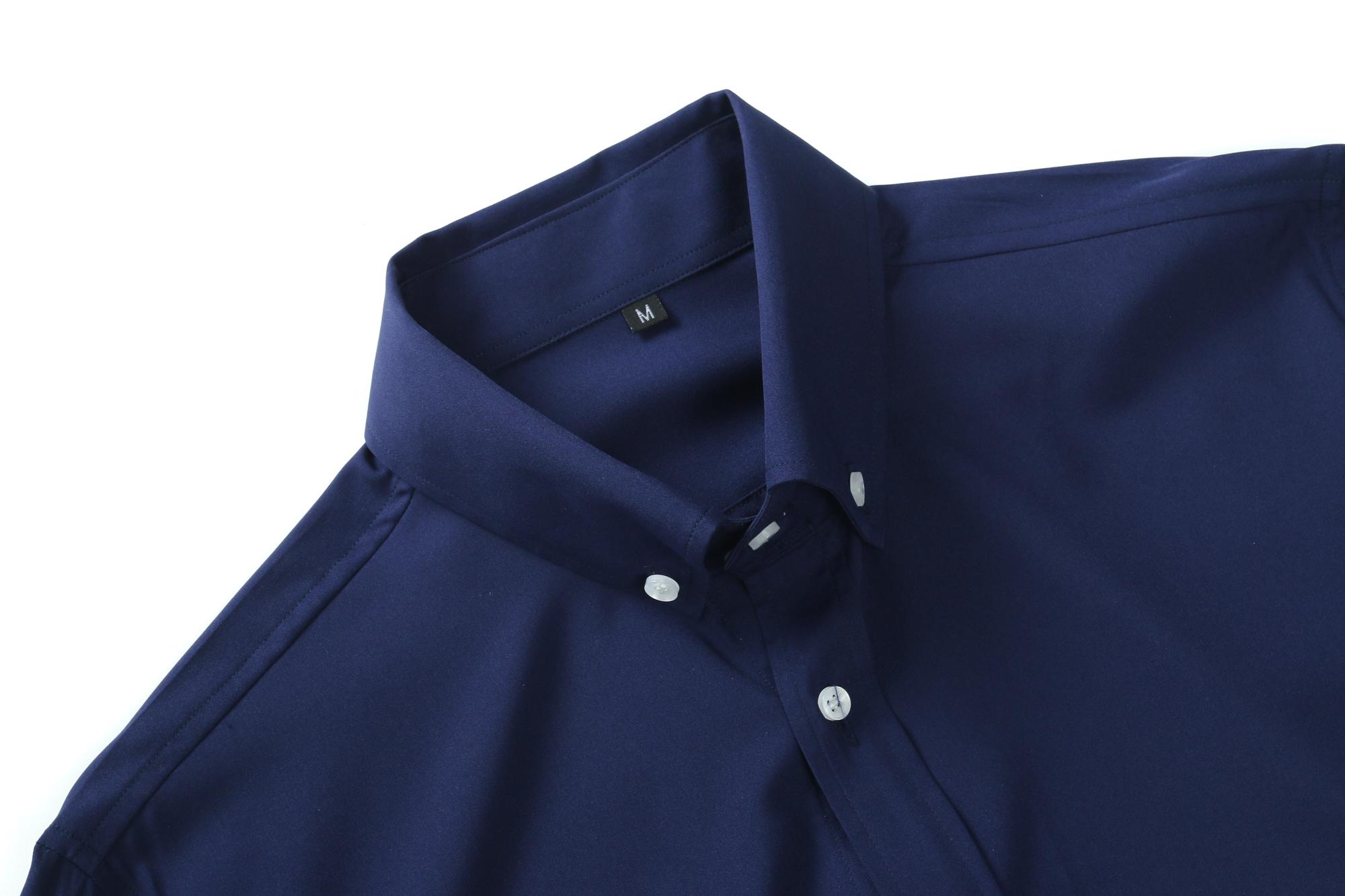 Men's solid-color long-sleeve shirt featuring a notched lapel design