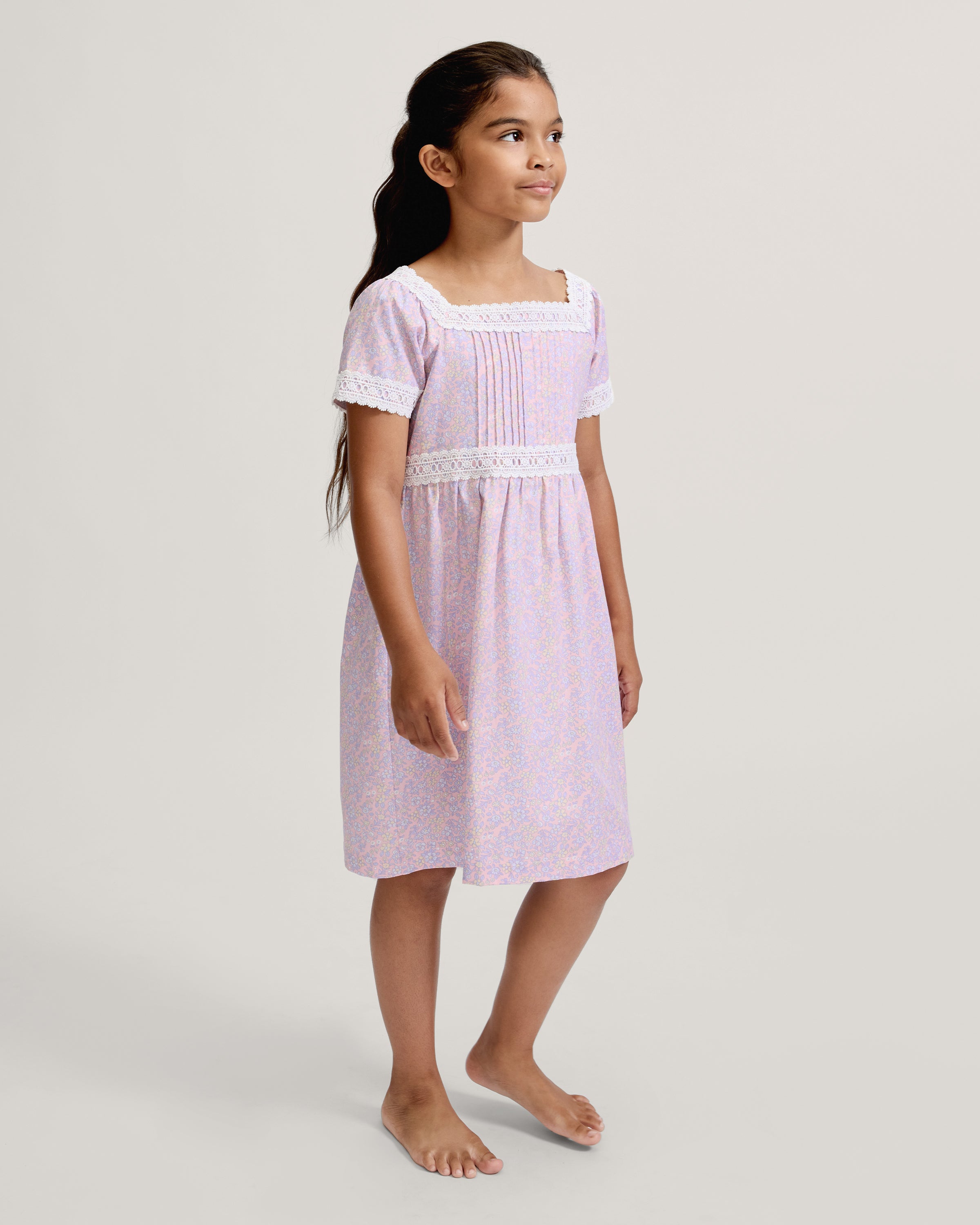 Girl's Twill Juliette Nightgown in Fleur Blush