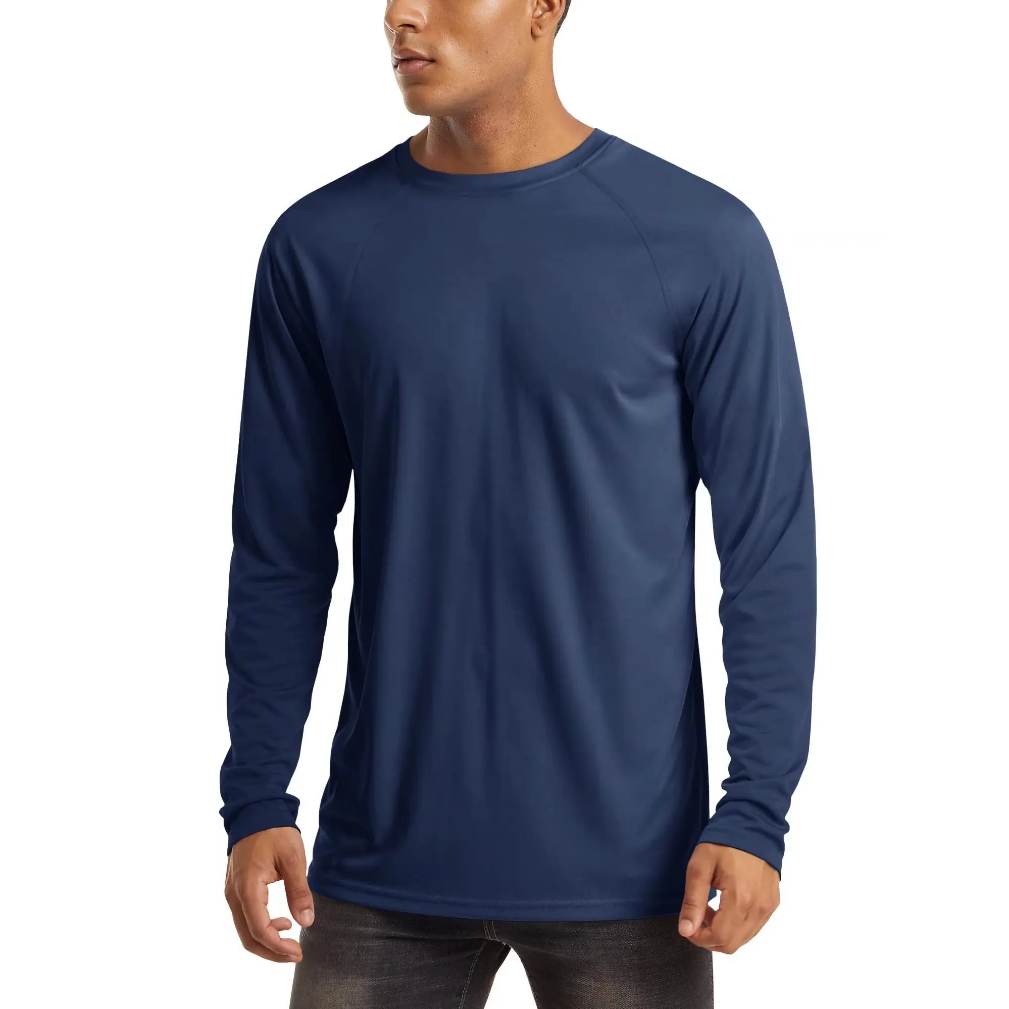 Men's Long-Sleeve Athletic Top — UPF 50+ Sun Protection, Quick-Drying, Lightweight Summer Sports Shirt