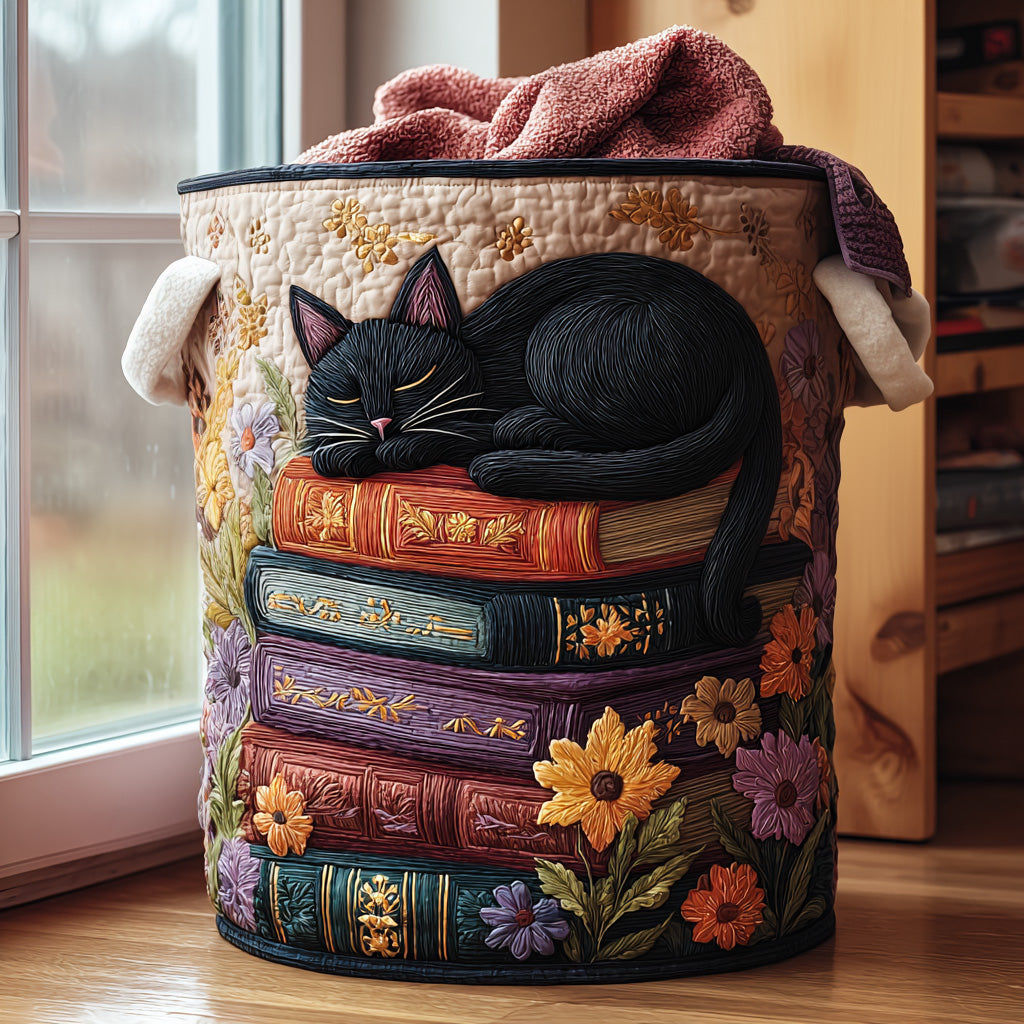 Cat Quilted Laundry Basket