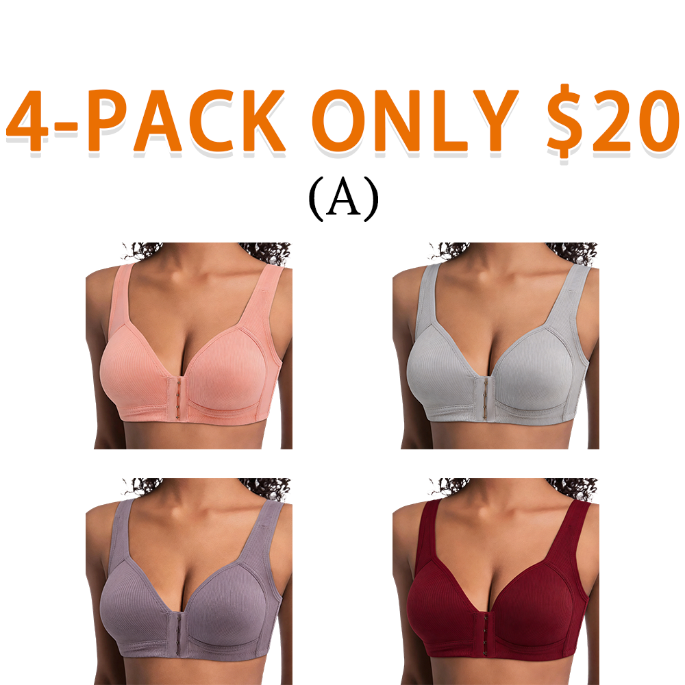 Women's Front Closure Cross Back Wireless Bra