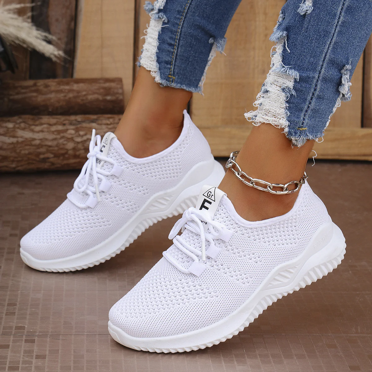 Breathable Mesh Lace Up Athletic Shoes (multiple color options)