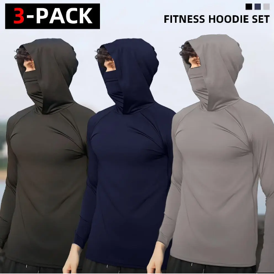 Men's Casual Hooded Pullover 6-Pack — Slim Fit, Long Sleeve, UPF Sun Protection, Lightweight & Breathable