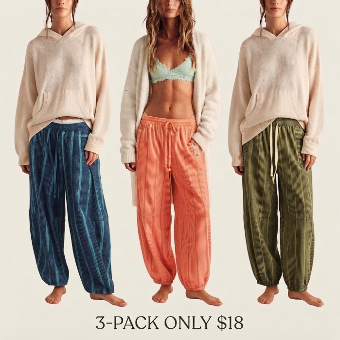 🔥LAST DAY SALE 90% OFF💕Striped Wide Leg Pants, pumpkin pants,Millennial Style Loose Fit Drawstring Waist