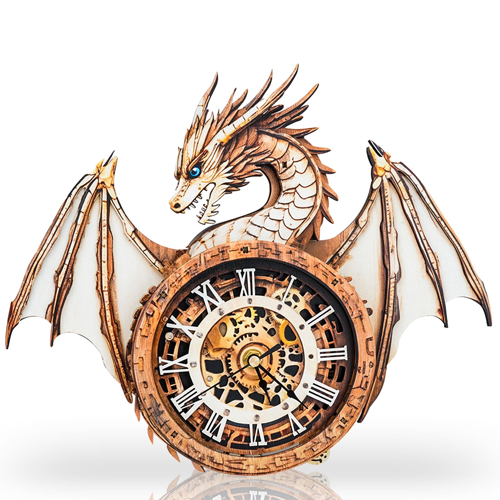 Ancient Dragon DIY Wooden Clock, 3D Puzzle Craft Kit