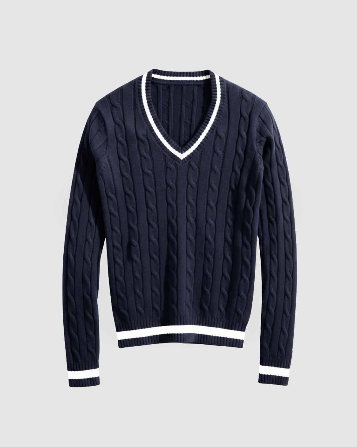 Women's Classic Cable-Knit V-Neck Sweater