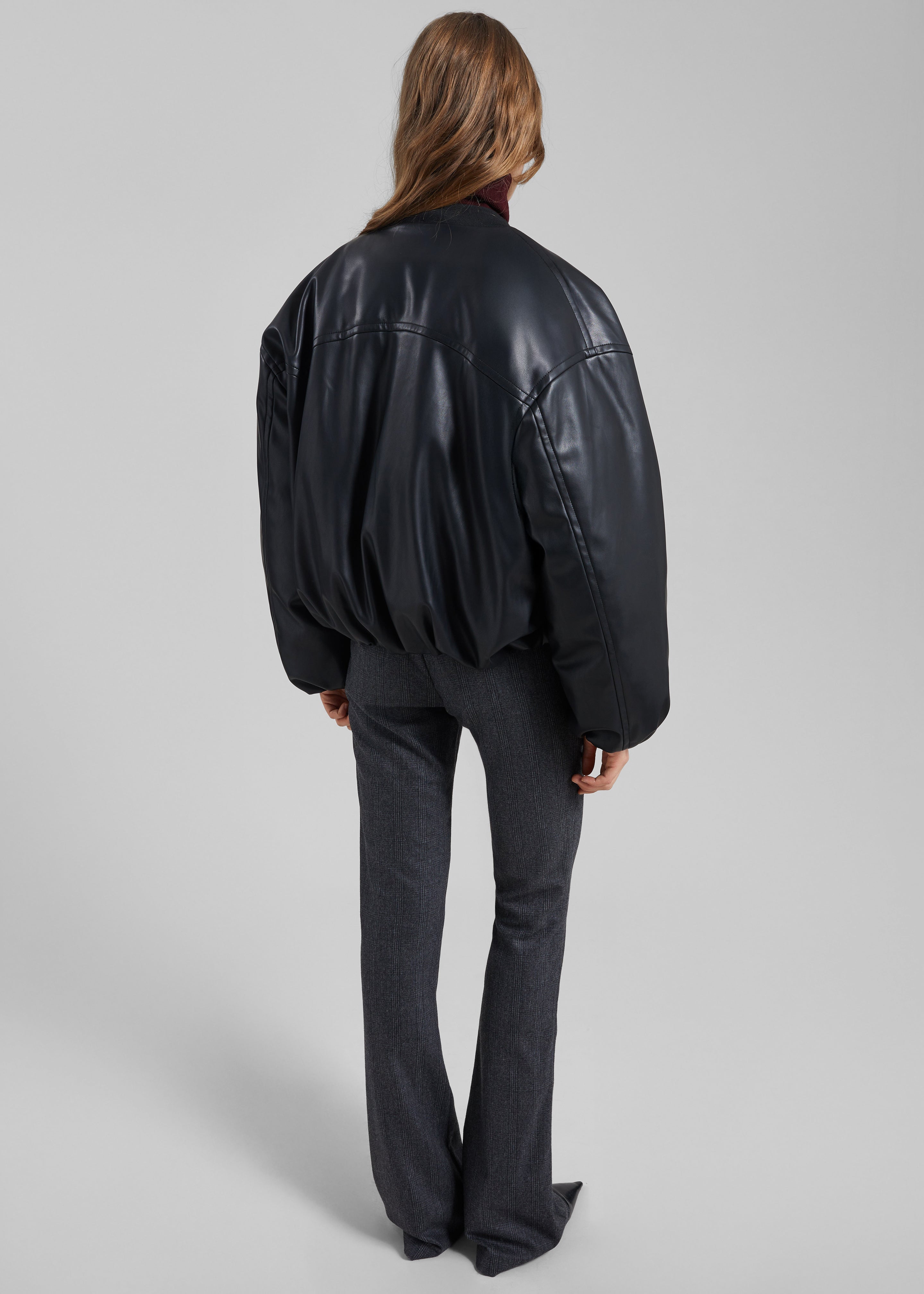 Arolla Faux Leather Draped Jacket - Black