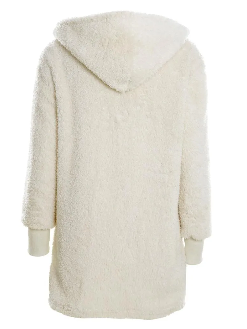 Women's Solid Color Plush Three-piece Pyjama Set, Fluffy Pajamas