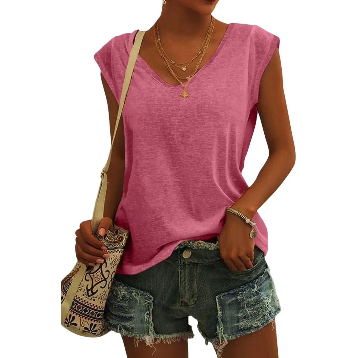 Womens Cap Sleeve Tops V Neck Loose Fit Tshirts Spring Summer Casual Basic Tees