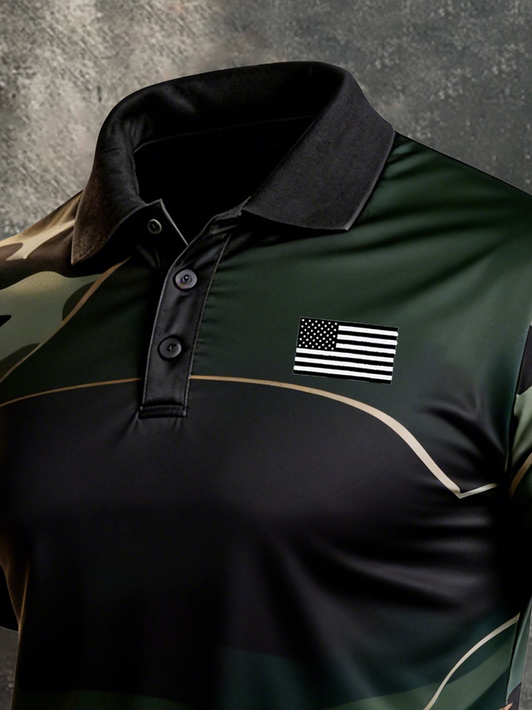 Men's Retro Patriot Color Block Polo Collar Short Sleeve