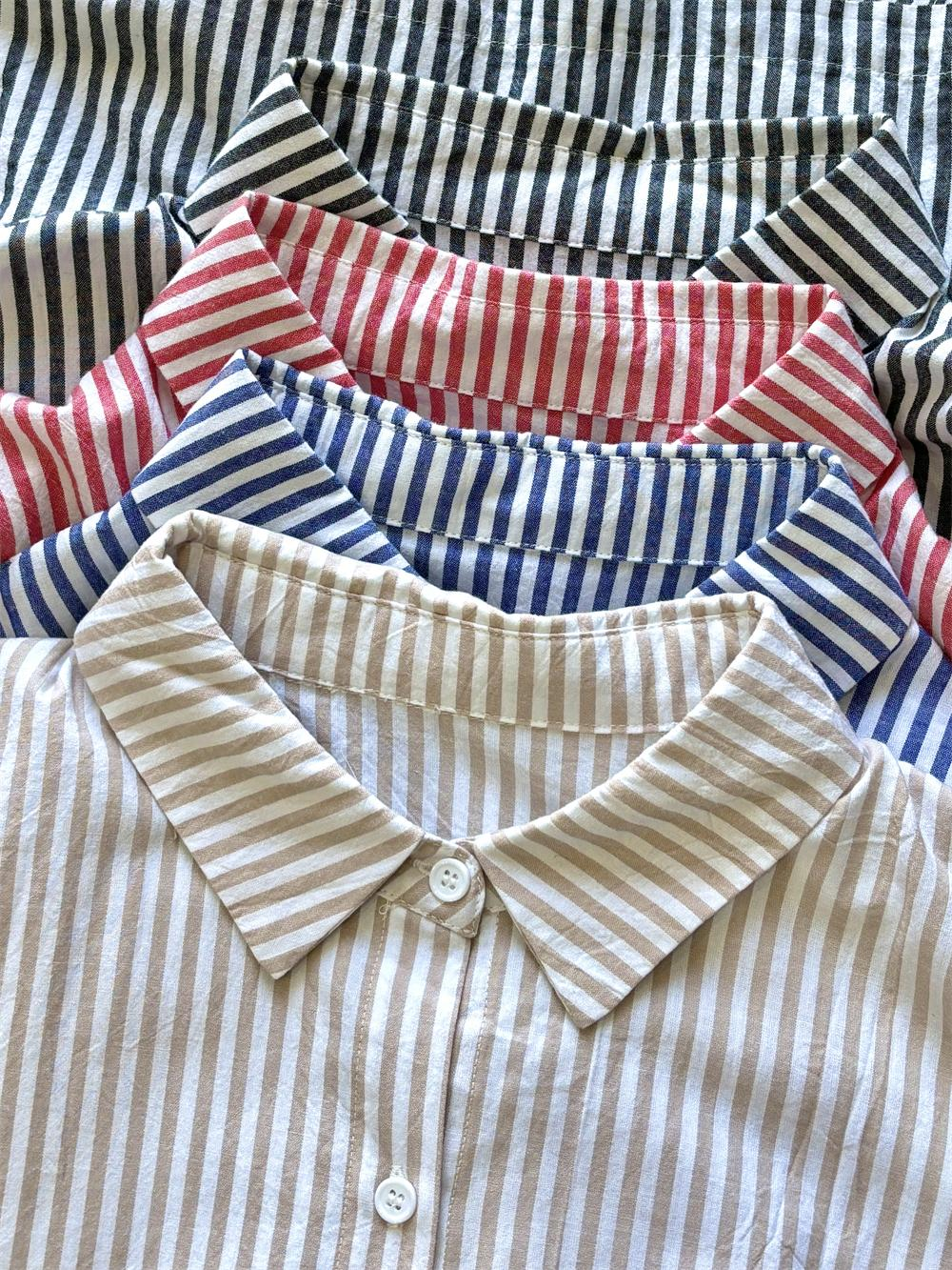 Women's Casual Long Sleeve Button Down Loose Striped Cotton Maxi Shirt Dress – Batwing Sleeves Breathable Lightweight Beach Caftan