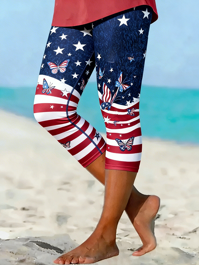 Women's Casual Statue Of Liberty Printed Leggings