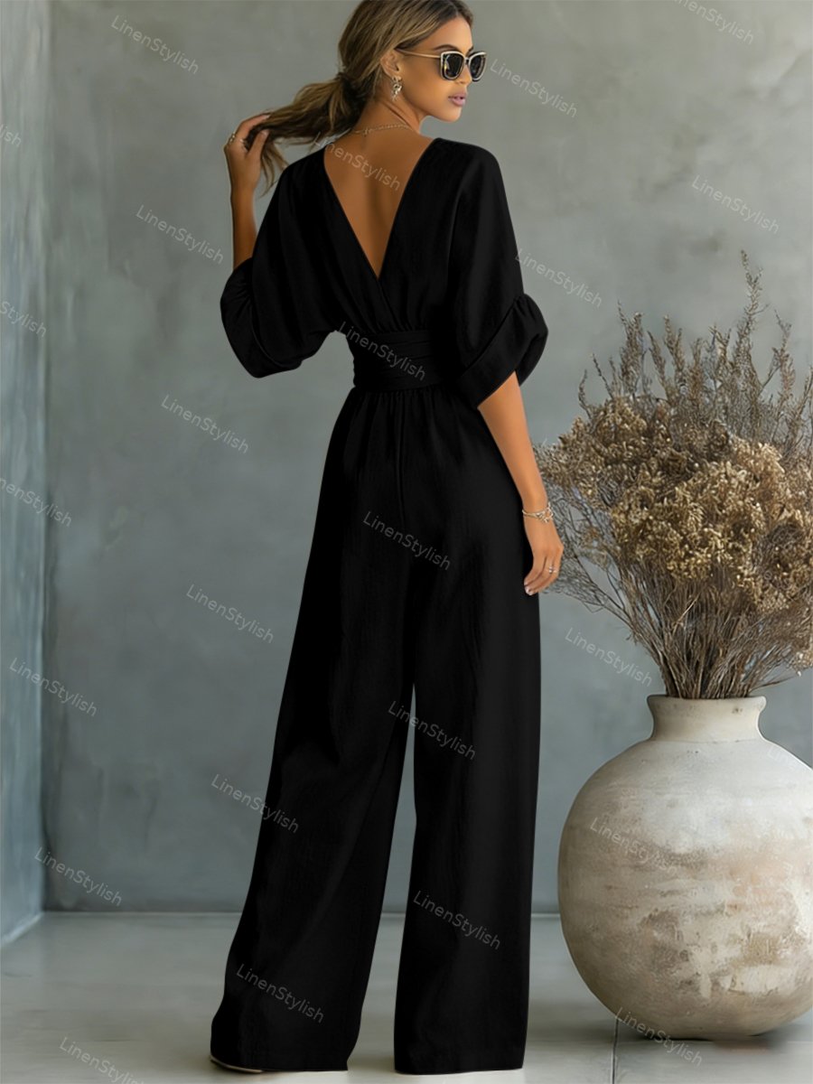 Essential V-neck Waist Jumpsuit Clearance Sale