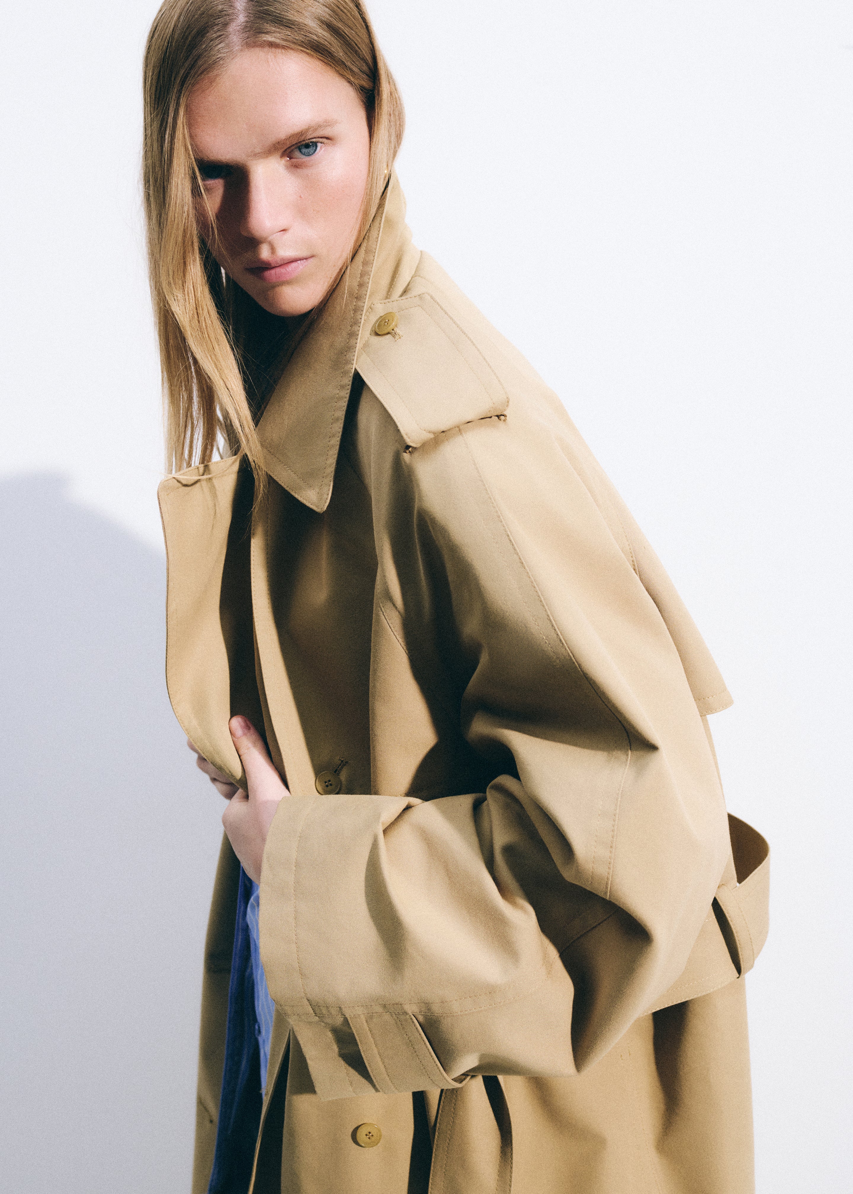 Riva Cotton Trench Coat - Camel