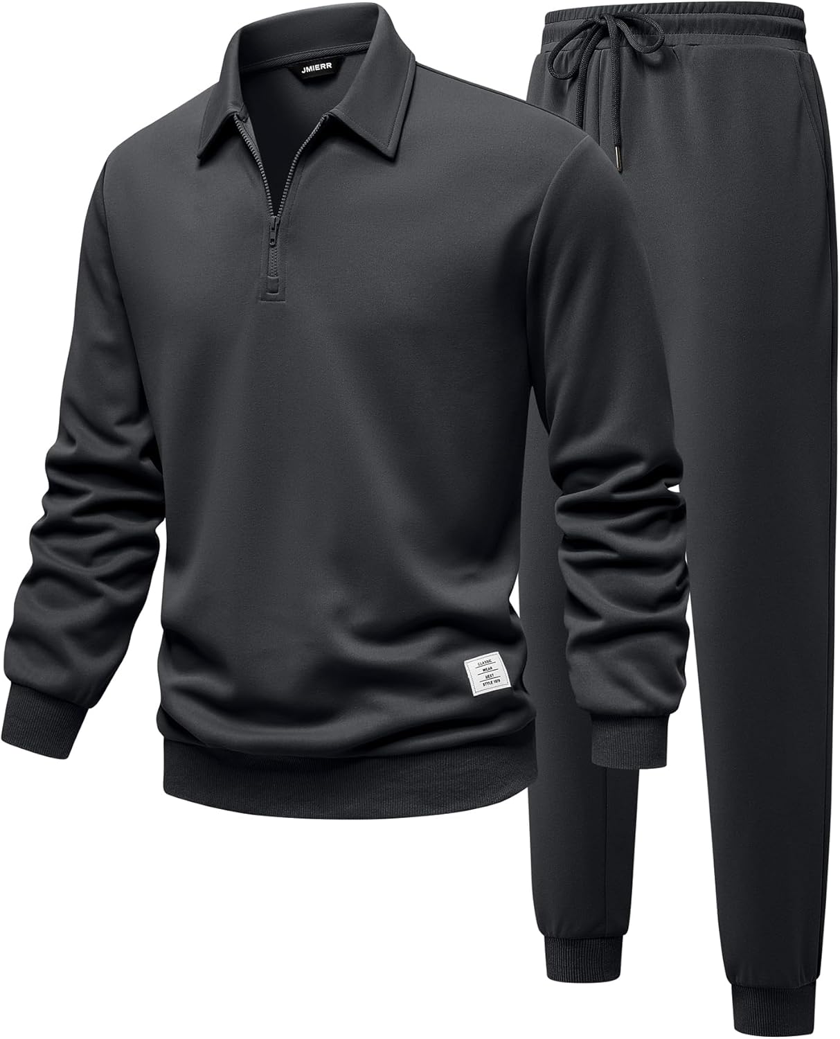 Men's Track Suits 2 Piece Outfits Quarter Zipper Polo Shirt Tracksuit & Joggers Sweatpants Sweatsuit Sets