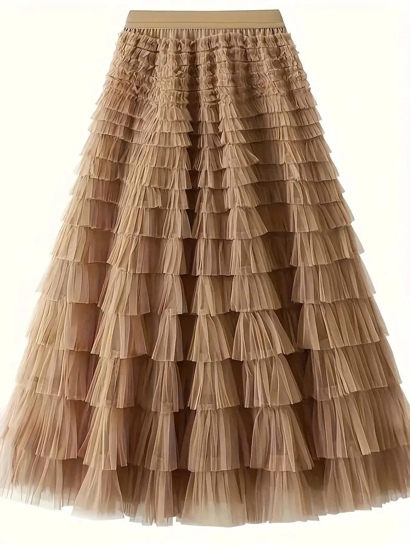 Women's Plain Ruffle Hem Tiered Layer Knit Skirt
