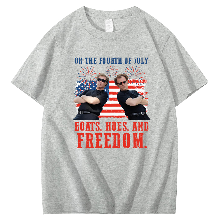 On The Fourth Of July Boats. Hoes. And Freedom 100%Cotton T-Shirt