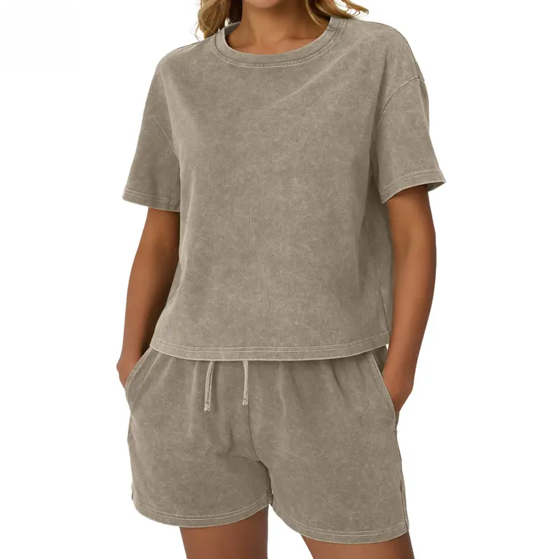 AUTOMET Y2K Fade Craft Casual Acid Wash 2-Piece Outfit | Women's Tank Top & Shorts Set | Spring Comfort Fit | No Bleach/Detergent Needed SpringStatements
