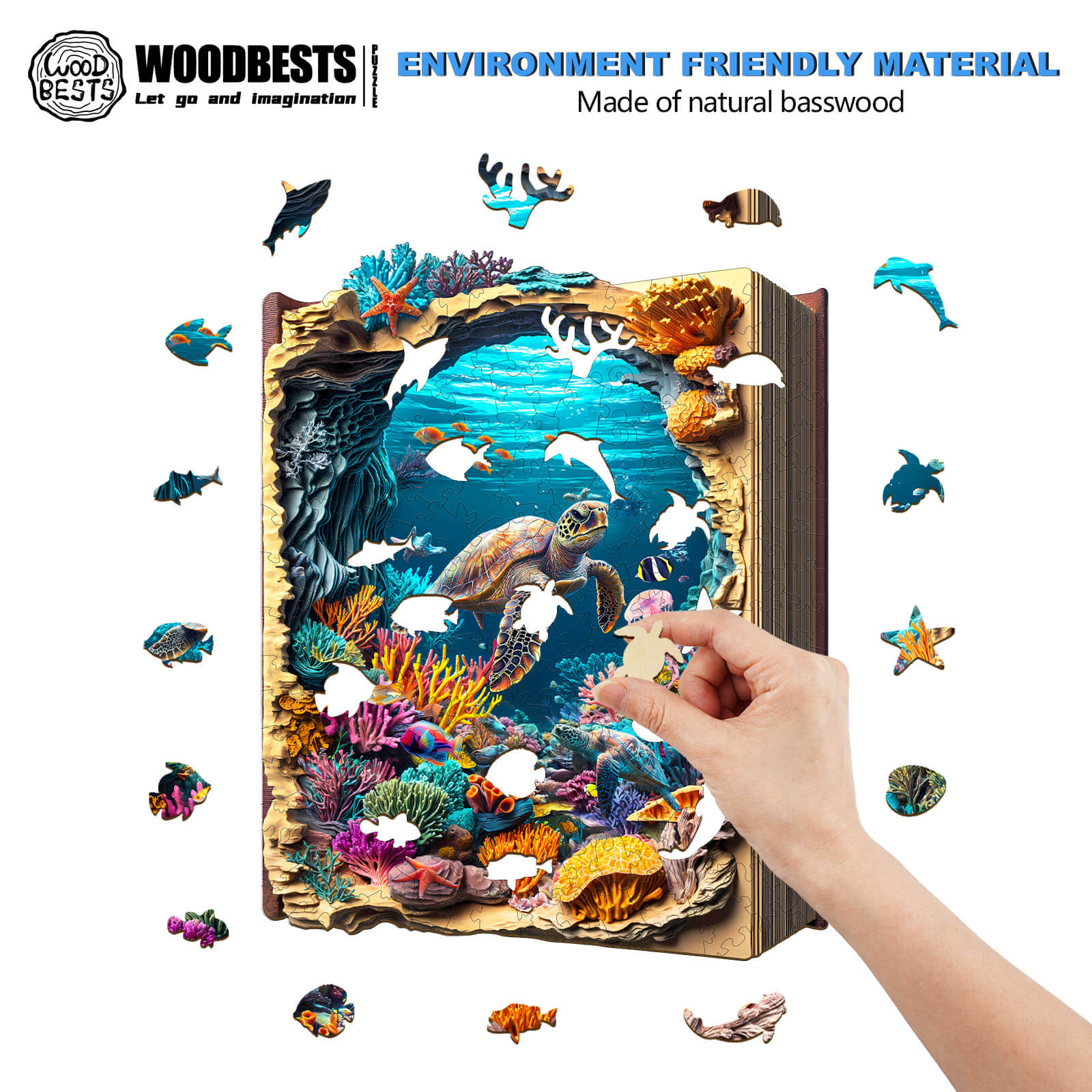 Deep Blue Wooden Jigsaw Puzzle