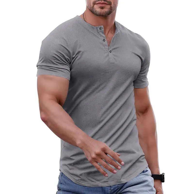 🔥2026 Flash Sale🔥Men's Muscle Slim Fit Button Henley Shirt
