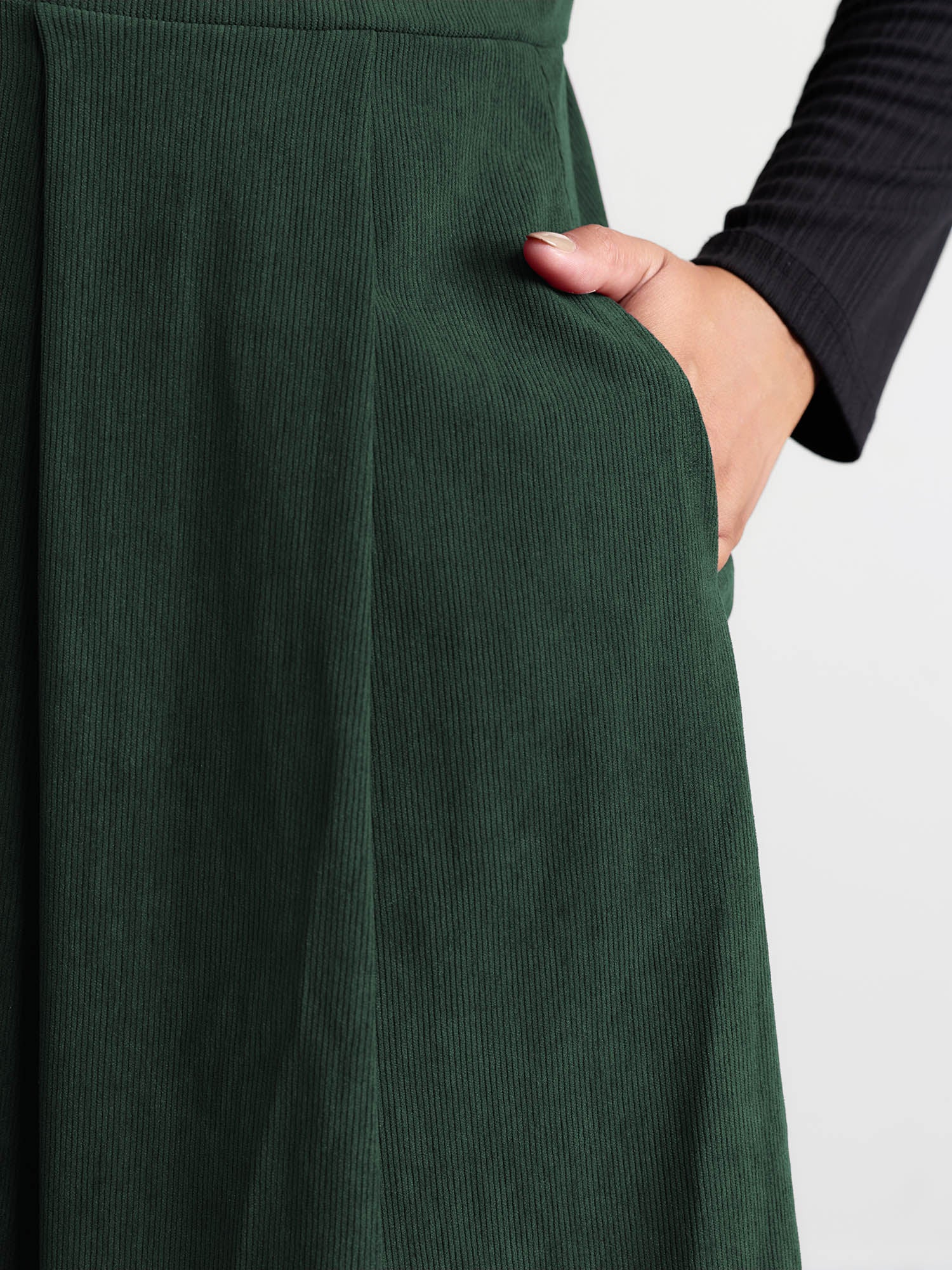 Corduroy Stretchy Waist V-Neck Mini Dress