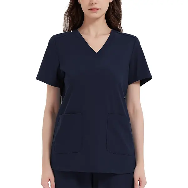 Women's Yoga-Style Medical Top — V-Neck, Double Pockets, Soft, Comfortable, and High-Stretch
