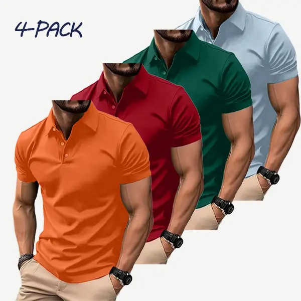 Men's 8-Pack Multicolor Polo Shirts – Slim Fit Short Sleeve Casual Business Wear