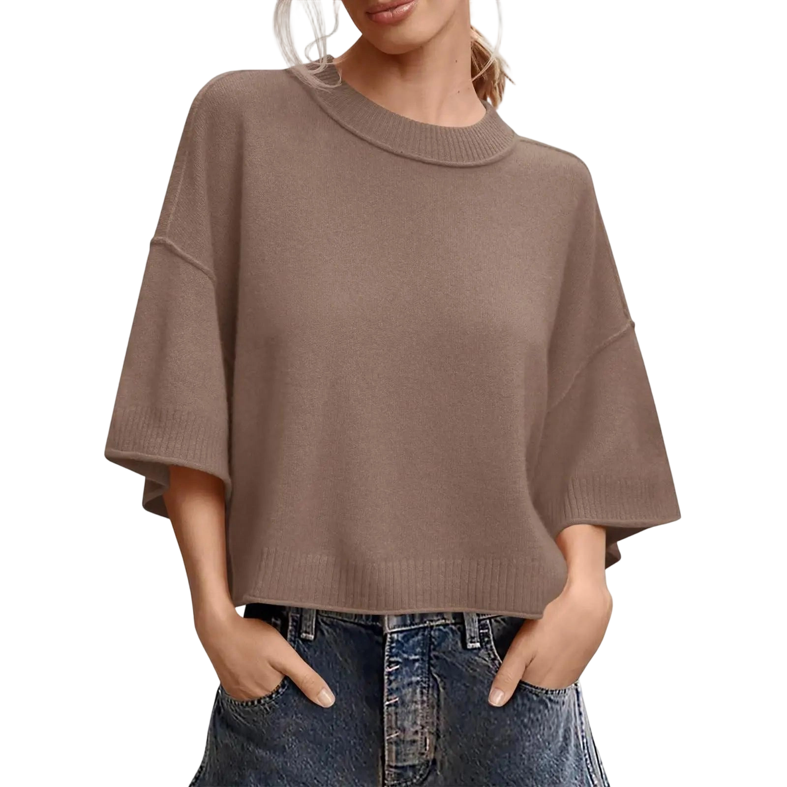 Womens Short Sleeve Sweater Summer Oversized Cropped Sweaters