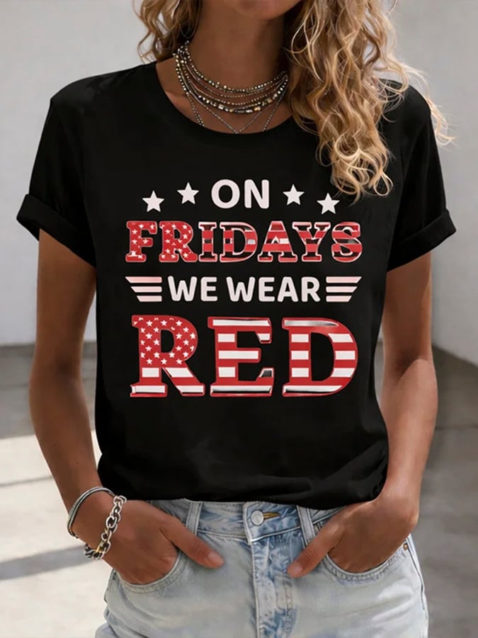 Women's Red Friday Print T-Shirt